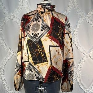 Equestrian themed mock neck shirt Sz am